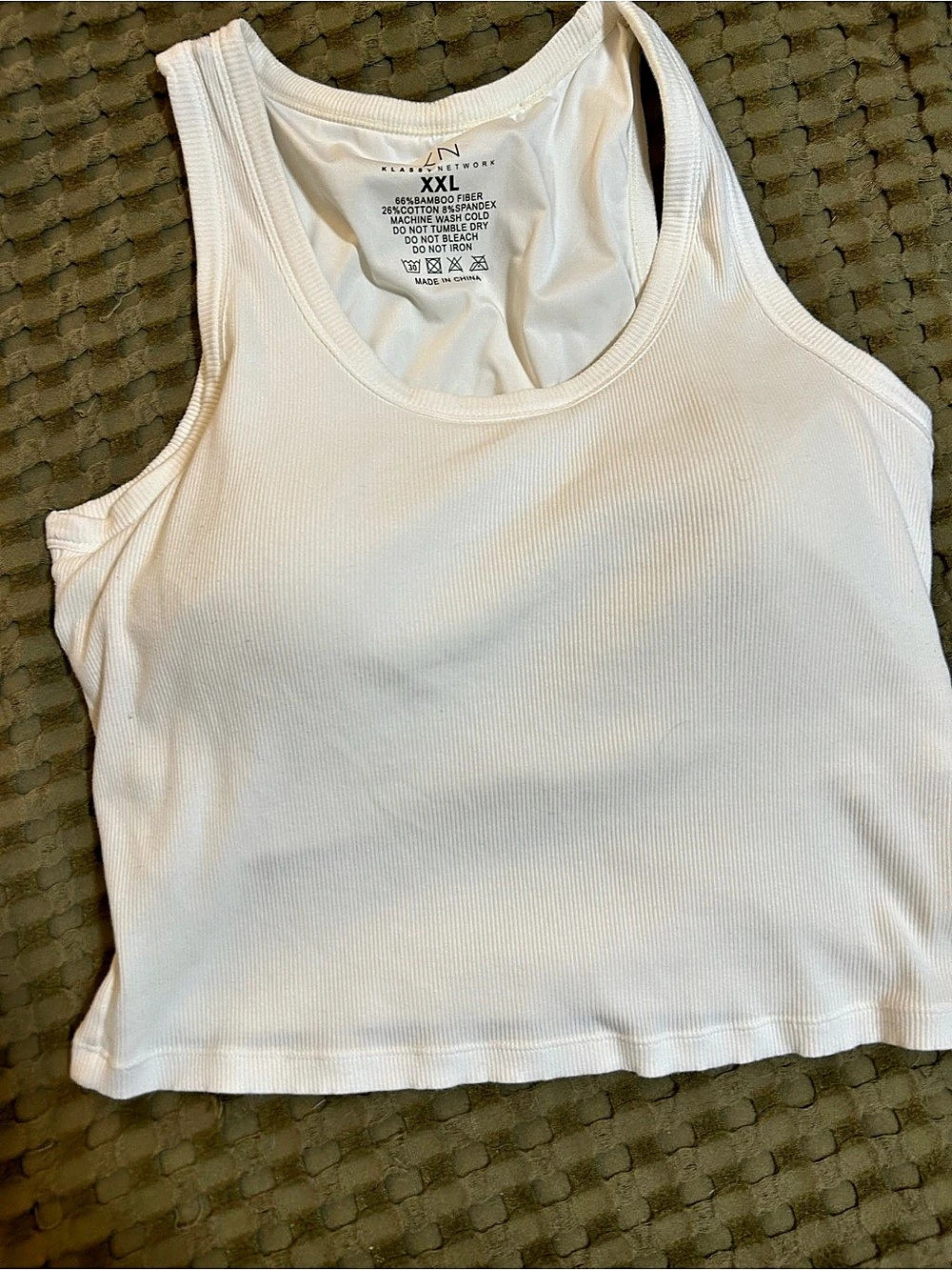 Klassy Network Bamboo Scoop Neck Brami Tank White XXL